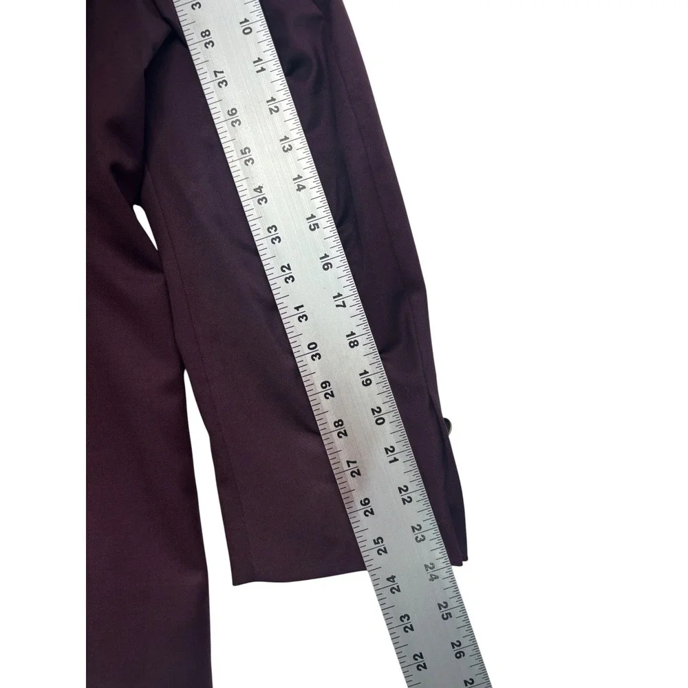 Paul Fredrick 38S Burgundy Gold Buttons Wool Blazer Jacket Sport Suit Coat Mens